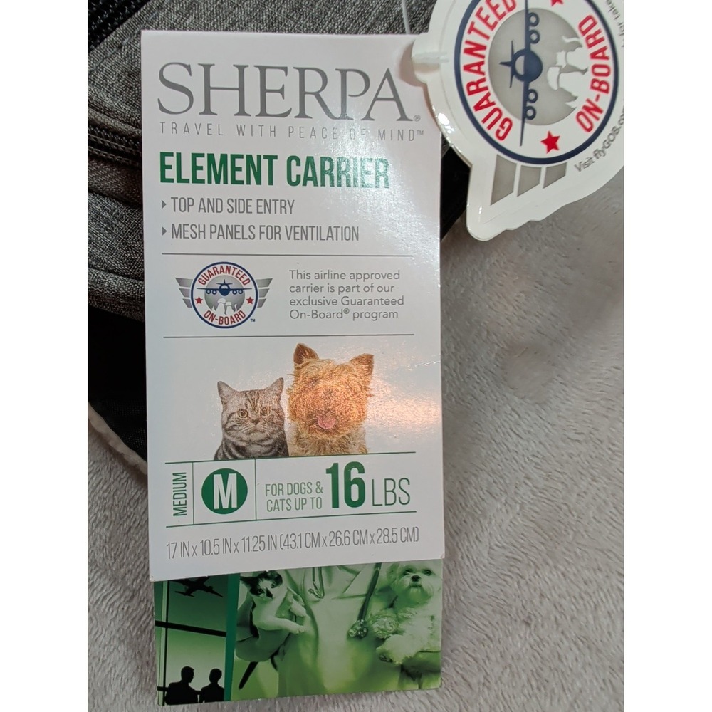 Sherpa Element Pet Carrier Medium Gray Airline Approved Travel Bag 16 lbs NWT - Picture 4 of 7